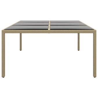 Bézs polyrattan és edzett üveg kerti asztal 200 x 150 x 75 cm