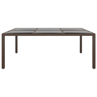 Barna üveglapos kerti asztal 200 x 150 x 75 cm