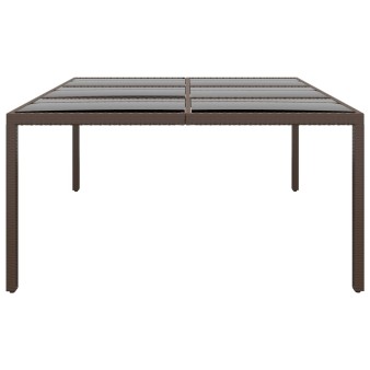 Barna üveglapos kerti asztal 200 x 150 x 75 cm
