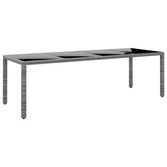 Szürke edzett üveg és polyrattan kerti asztal 250 x 100 x 75 cm