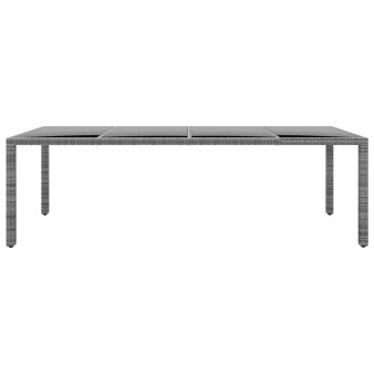 Szürke edzett üveg és polyrattan kerti asztal 250 x 100 x 75 cm