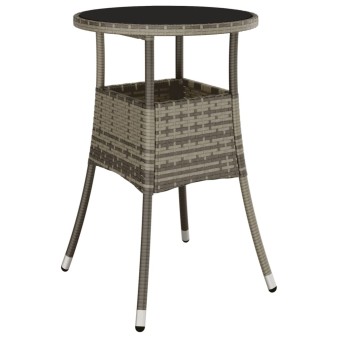 Szürke polyrattan és edzett üveg kerti asztal ø60 x 75 cm