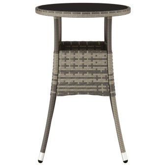 Szürke polyrattan és edzett üveg kerti asztal ø60 x 75 cm