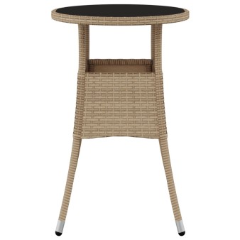 Bézs polyrattan és edzett üveg kerti asztal ø60 x 75 cm