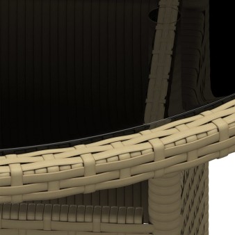 Bézs polyrattan és edzett üveg kerti asztal ø80 x 75 cm