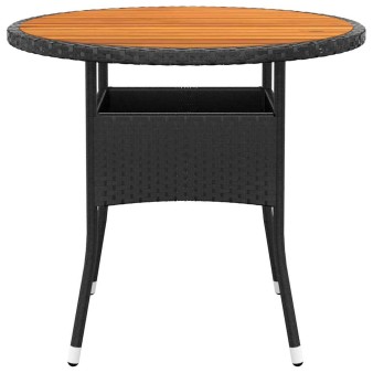 Fekete akácfa és polyrattan kerti asztal ø80 x 75 cm