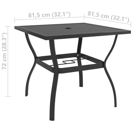 Antracitszürke acél kerti asztal 81,5 x 81,5 x 72 cm