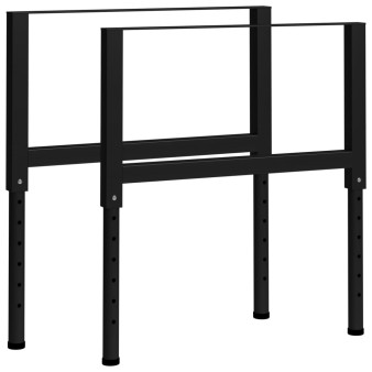 2 db fekete állítható fém munkapadváz 85 x (69-95,5) cm