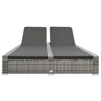 Kétszemélyes szürke polyrattan napozóágy