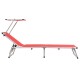 2 db piros alumínium és textilén összecsukható tetős napozóágy