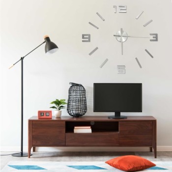 Ezüstszínű modern 3d falióra 100 cm xxl