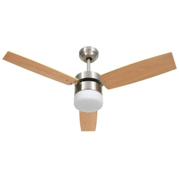 Világosbarna mennyezeti ventilátor fénnyel/távirányítóval 108cm