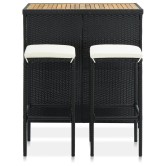 3 részes fekete polyrattan bárszett
