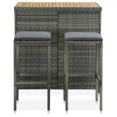 3 részes szürke polyrattan bárszett