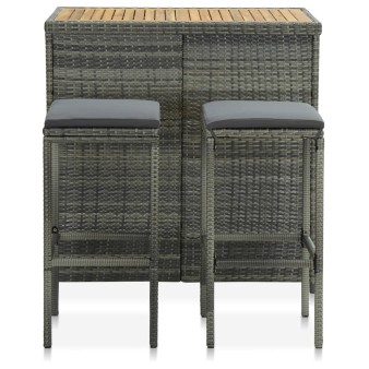 3 részes szürke polyrattan bárszett