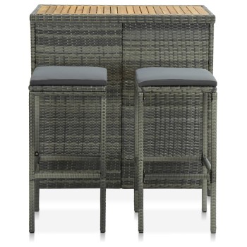 3 részes szürke polyrattan bárszett