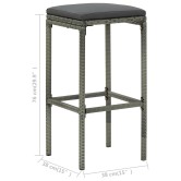 3 részes szürke polyrattan bárszett