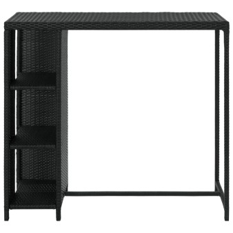 Fekete polyrattan bárasztal tárolópolccal 120 x 60 x 110 cm
