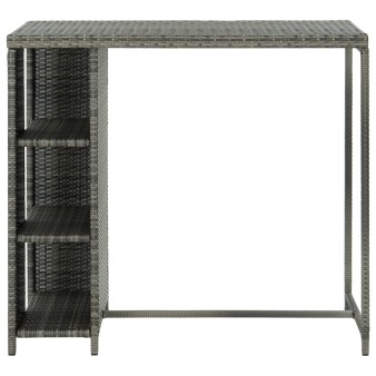 Szürke polyrattan bárasztal tárolópolccal 120 x 60 x 110 cm
