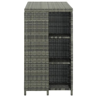 Szürke polyrattan bárasztal tárolópolccal 120 x 60 x 110 cm