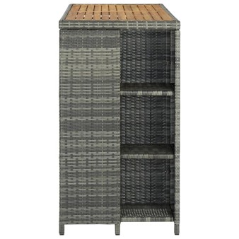 Szürke polyrattan bárasztal tárolópolccal 120 x 60 x 110 cm