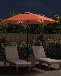 Terrakotta kültéri napernyő led-fényekkel és acélrúddal 300 cm