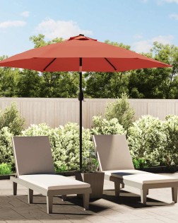 Terrakotta kültéri napernyő led-fényekkel és acélrúddal 300 cm