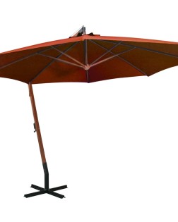 Terrakotta színű tömör fenyőfa függő napernyő rúddal 3,5x2,9 m