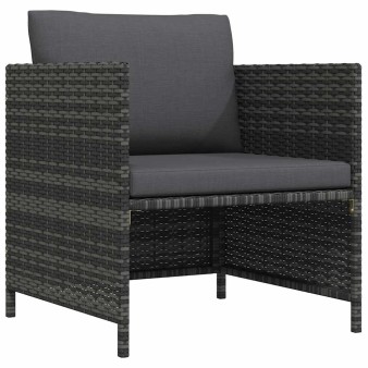 Szürke polyrattan kerti kanapé párnákkal