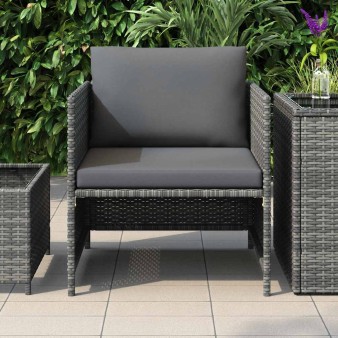 Szürke polyrattan kerti kanapé párnákkal