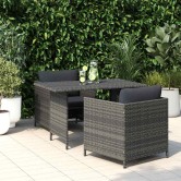 Szürke polyrattan kerti étkezőasztal 110 x 70 x 65 cm
