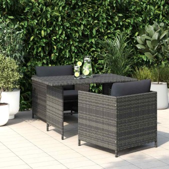 Szürke polyrattan kerti étkezőasztal 110 x 70 x 65 cm
