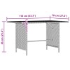 Szürke polyrattan kerti étkezőasztal 110 x 70 x 65 cm