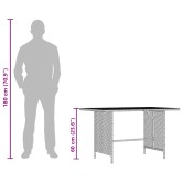 Szürke polyrattan kerti étkezőasztal 110 x 70 x 65 cm