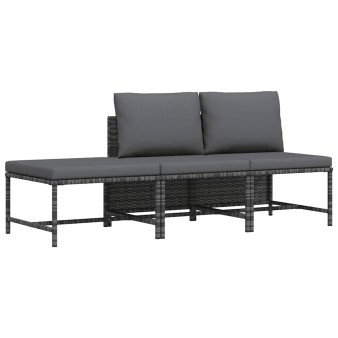 3 részes szürke polyrattan kerti ülőgarnitúra párnákkal