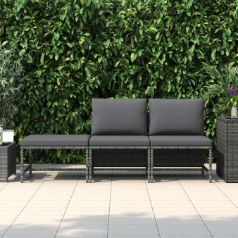 3 részes szürke polyrattan kerti ülőgarnitúra párnákkal