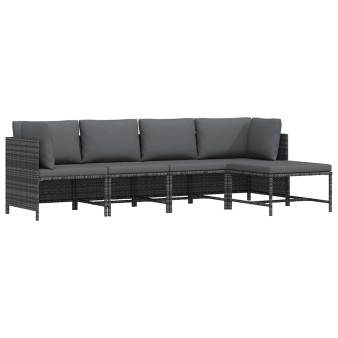 4 részes szürke polyrattan kerti ülőgarnitúra párnákkal