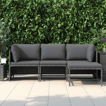 4 részes szürke polyrattan kerti ülőgarnitúra párnákkal