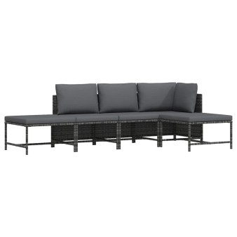 5 részes szürke polyrattan kerti ülőgarnitúra párnákkal