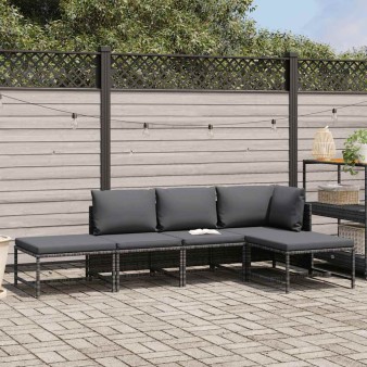 5 részes szürke polyrattan kerti ülőgarnitúra párnákkal