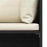 Fekete elemes polyrattan sarokkanapé párnákkal