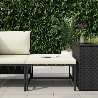 Fekete elemes polyrattan lábtartó párnával