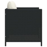 Fekete polyrattan kerti kanapé párnákkal