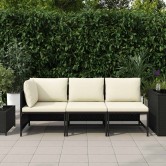 3 részes fekete polyrattan kerti ülőgarnitúra párnával 3 részes fekete polyrattan kerti ülőgarnitúra párnával