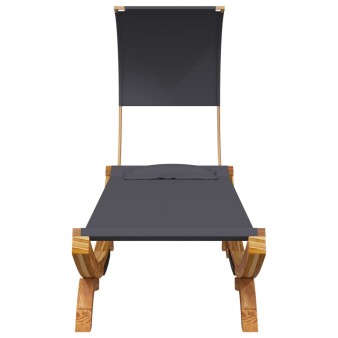 Kültéri antracit baldachinos hajlított fa nyugágy 100x200x126cm