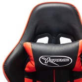 Fekete és piros műbőr gamer szék lábtámasszal