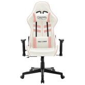 Fehér és rózsaszín műbőr gamer szék