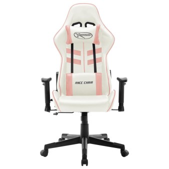 Fehér és rózsaszín műbőr gamer szék