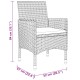 3 részes fekete polyrattan kerti étkezőgarnitúra párnákkal