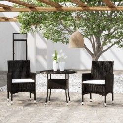 3 részes fekete polyrattan kerti étkezőgarnitúra